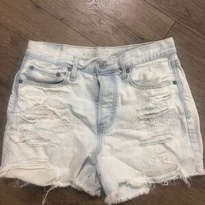 American Eagle Outfitters Light Blue Distressed Jean Shorts
